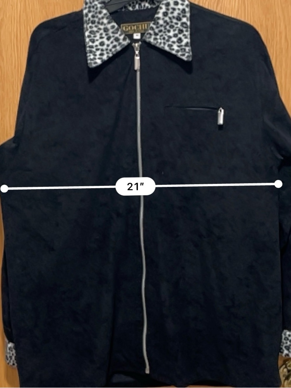 Black Jacket with Leopard-Print Collar - Picture 5 of 5